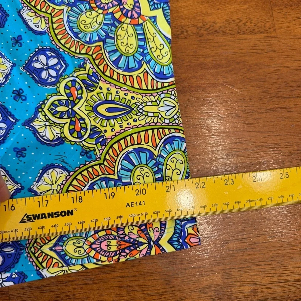 Trina Turk Blue and Yellow swim cover up tunic Corsica print sz Large swim & spa